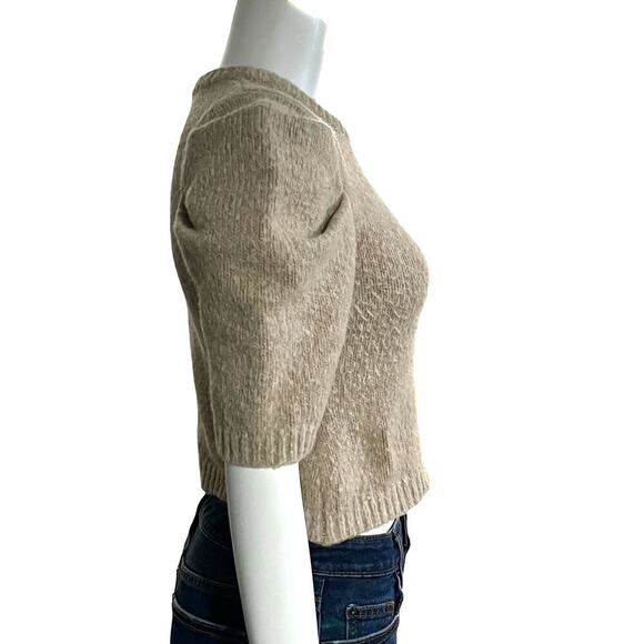 Jacquie the Label Womens  Anastacia Short Puff Sleeve Cropped Sweater Size Small - Picture 3 of 11